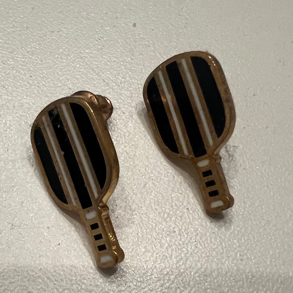 Pickleball earrings and Kitty jewelry dish